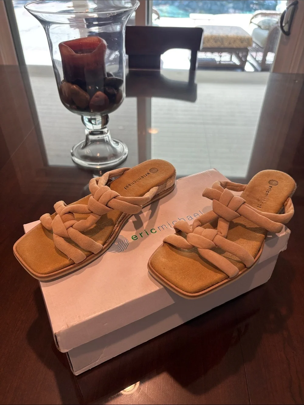 Eric Michael Braided Hope Slide Sandals in Beige size 7